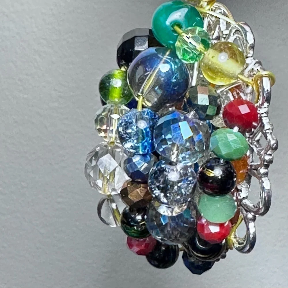 RUBYRUDI OOAK Boho Luxe Crystal Glass Pendant Necklace Cluster Artisan Jewelry